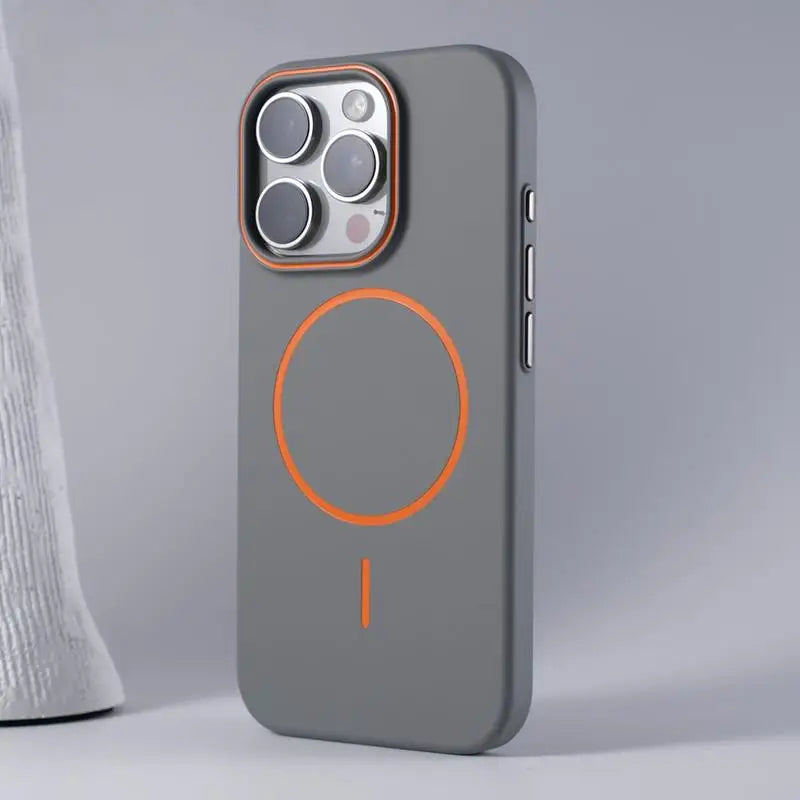 Ultrathin Magsafe Phone Case for iPhone Matte Hit Color Lens Wireless Charging Hard PC Cover Simple Design