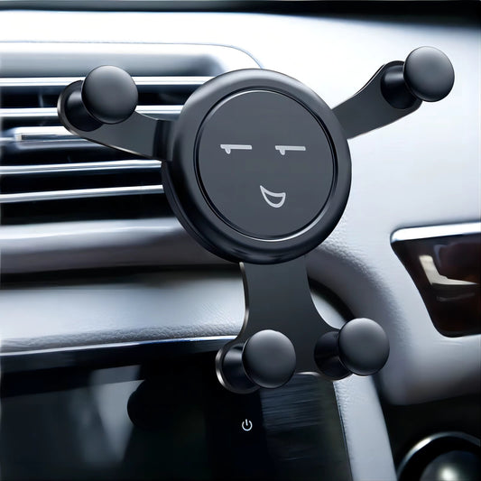 Gravity Car Phone Holder – Air Vent Clip with Smile Face Design for iPhone, Samsung, Xiaomi (4–6” Phones)